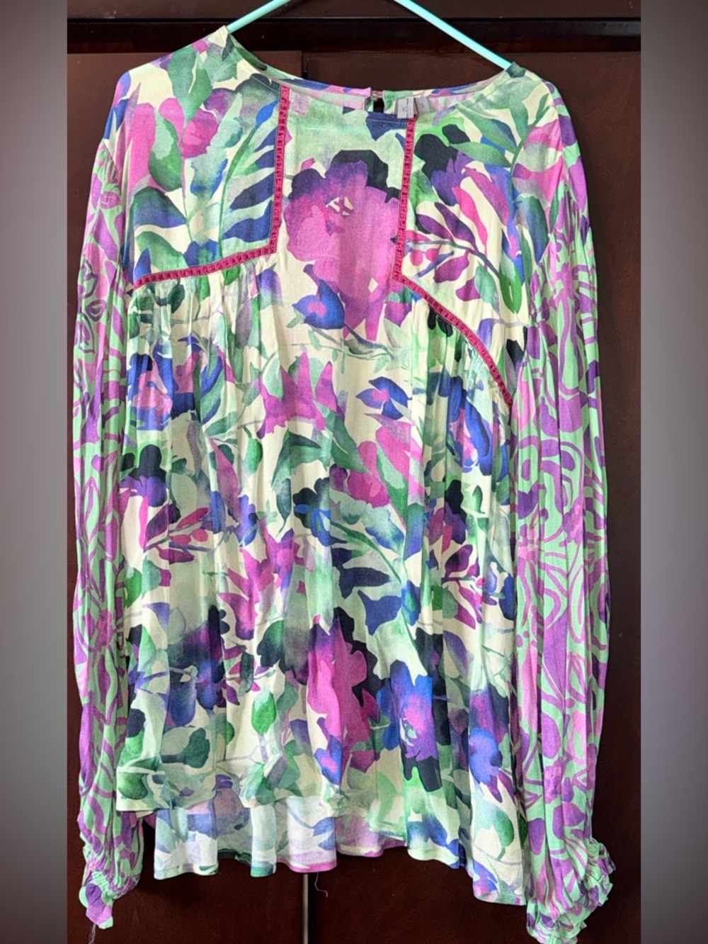 Anthropologie Bl!nk Floral Watercolor Peasant top 2X